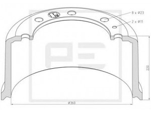 PE Automotive 046.427-00A stabdžių būgnas
03.105.90.05.0