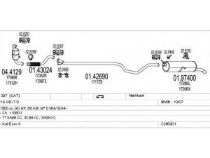 MTS C260201006100 išmetimo sistema 
 Išmetimo sistema -> Išmetimo sistema, visa