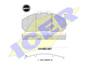 ICER 151405-067 stabdžių trinkelių rinkinys, diskinis stabdys 
 Techninės priežiūros dalys -> Papildomas remontas
152 27 419 T, 81 50820 5072, 81 50820 5073