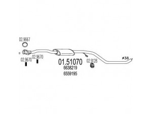 MTS 01.51070 vidurinis duslintuvas 
 Išmetimo sistema -> Duslintuvas
6559195, 6638219