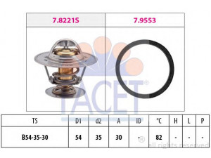 FACET 7.8221 termostatas, aušinimo skystis 
 Aušinimo sistema -> Termostatas/tarpiklis -> Thermostat