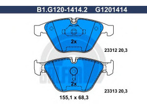 GALFER B1.G120-1414.2 stabdžių trinkelių rinkinys, diskinis stabdys 
 Techninės priežiūros dalys -> Papildomas remontas
34 11 6 794 916, 34 11 6 794 918