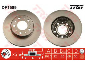 TRW DF1689 stabdžių diskas 
 Stabdžių sistema -> Diskinis stabdys -> Stabdžių diskas
13599063