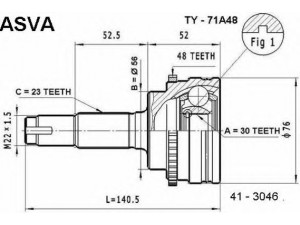 ASVA TY-71A48 jungčių komplektas, kardaninis velenas 
 Ratų pavara -> Sujungimai/komplektas
43410-10210, 43410-10230, 43420-10161