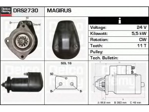 DELCO REMY DRS2730 starteris 
 Elektros įranga -> Starterio sistema -> Starteris
110535, 42498250, 71 104 69, 2995134