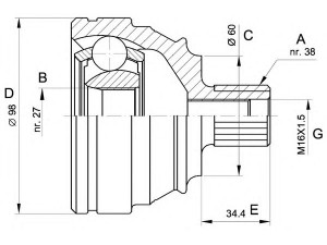 OPEN PARTS CVJ5228.10 jungčių komplektas, kardaninis velenas 
 Ratų pavara -> Sujungimai/komplektas
701407321D, 701498099B, 701498099BX