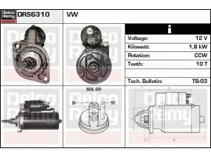 DELCO REMY DRS6310 starteris 
 Elektros įranga -> Starterio sistema -> Starteris
02A911023G, 02A911023GX