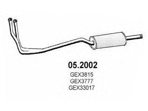 ASSO 05.2002 priekinis duslintuvas 
 Išmetimo sistema -> Duslintuvas
GEX33017, GEX3771, GEX3777, GEX3815