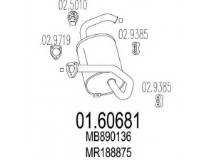 MTS 01.60681 galinis duslintuvas 
 Išmetimo sistema -> Duslintuvas
MB890136, MB924346, MR188875