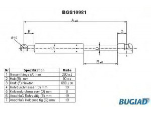 BUGIAD BGS10981 dujinė spyruoklė, bagažinė 
 Priedai -> Bagažinė/pakrovimo skyrius
4854741, 4854758