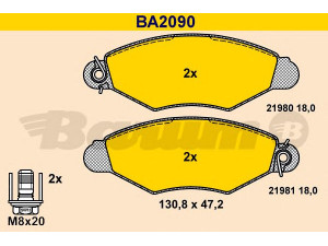 BARUM BA2090 stabdžių trinkelių rinkinys, diskinis stabdys 
 Techninės priežiūros dalys -> Papildomas remontas
4251 69, 4251 92, 4252 05, 41060-00QAF