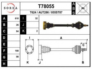 EAI T78055 kardaninis velenas 
 Ratų pavara -> Kardaninis velenas
857407272A