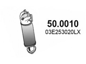 ASSO 50.0010 katalizatoriaus keitiklis 
 Išmetimo sistema -> Katalizatoriaus keitiklis
03E253020KX, 03E253020LX, 03E253020NX