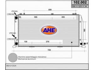 AHE 102.002 radiatorius, variklio aušinimas 
 Aušinimo sistema -> Radiatorius/alyvos aušintuvas -> Radiatorius/dalys
893121253A