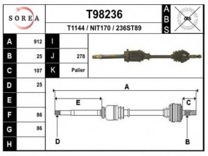 EAI T98236 kardaninis velenas 
 Ratų pavara -> Kardaninis velenas