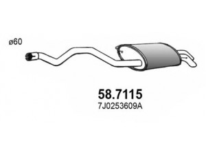 ASSO 58.7115 galinis duslintuvas 
 Išmetimo sistema -> Duslintuvas
7F0253609, 7J0253609A, 7J0253609G
