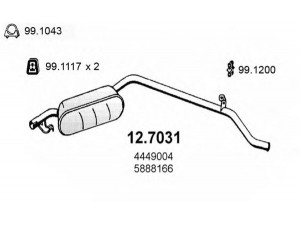 ASSO 12.7031 galinis duslintuvas 
 Išmetimo sistema -> Duslintuvas
4449004, 50030013, 5888166