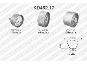 SNR KD452.17 paskirstymo diržo komplektas 
 Techninės priežiūros dalys -> Papildomas remontas
1038384, 1053942, 1328472