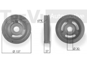 TREVI AUTOMOTIVE PC1117 skriemulys, alkūninis velenas 
 Diržinė pavara -> Dirželio skriemulys
0515T3, 515T3, 9654961080, 1690296