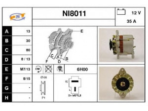 SNRA NI8011 kintamosios srovės generatorius
23100B9802, LR13561, LR13574, LR13595
