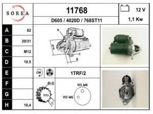 EAI 11768 starteris 
 Elektros įranga -> Starterio sistema -> Starteris
90512189, 90518627