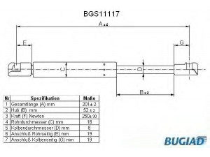 BUGIAD BGS11117 dujinė spyruoklė, bagažinė 
 Priedai -> Bagažinė/pakrovimo skyrius
1Y0 827 550 B, 1Y0 827 550 D, 1Y0 827 550 F