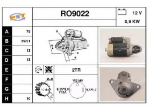 SNRA RO9022 starteris 
 Elektros įranga -> Starterio sistema -> Starteris
ADU9362, NAD10011