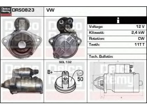 DELCO REMY DRS0823 starteris 
 Elektros įranga -> Starterio sistema -> Starteris
076911023B, 079911023B, 079911023BX