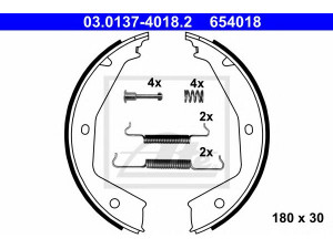 ATE 03.0137-4018.2 stabdžių trinkelių komplektas, stovėjimo stabdis 
 Stabdžių sistema -> Rankinis stabdys
4241 G7, 77362450, 9566926980, 4241 G7