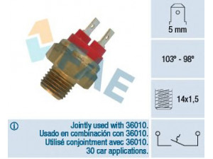 FAE 36020 temperatūros jungiklis, radiatoriaus ventiliatorius 
 Aušinimo sistema -> Siuntimo blokas, aušinimo skysčio temperatūra
1 364 273, 61 311 364 273