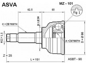 ASVA MZ-101 jungčių komplektas, kardaninis velenas 
 Ratų pavara -> Sujungimai/komplektas
0K9A3 22 51, 0K9A3 22 61, 0K9A4 22 51