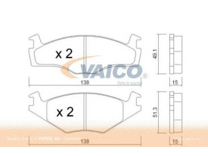 VAICO V10-8100-1 stabdžių trinkelių rinkinys, diskinis stabdys 
 Techninės priežiūros dalys -> Papildomas remontas
191 698 151 B, 191 698 151 B., 191 698 151 G