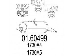 MTS 01.60499 galinis duslintuvas 
 Išmetimo sistema -> Duslintuvas
1730A4, 1730A5, 1730A8, 1730Q8