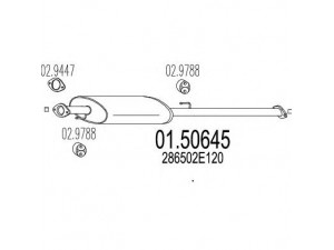 MTS 01.50645 vidurinis duslintuvas 
 Išmetimo sistema -> Duslintuvas
286502E120