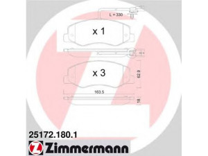ZIMMERMANN 25172.180.1 stabdžių trinkelių rinkinys, diskinis stabdys 
 Techninės priežiūros dalys -> Papildomas remontas
44 2 12 89, 95507110, 44060 0866R