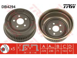 TRW DB4294 stabdžių būgnas 
 Stabdžių sistema -> Būgninis stabdys -> Stabdžių būgnas
4313760, 4313760, 4313760