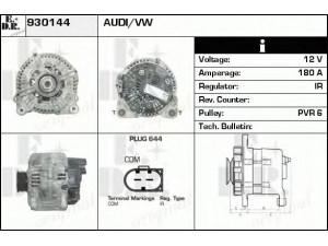 EDR 930144 kintamosios srovės generatorius 
 Elektros įranga -> Kint. sr. generatorius/dalys -> Kintamosios srovės generatorius
06C 903 016J, 059903015R, 059903017K