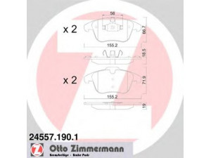 ZIMMERMANN 24557.190.1 stabdžių trinkelių rinkinys, diskinis stabdys 
 Techninės priežiūros dalys -> Papildomas remontas
425362, 425397, 425477