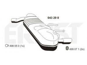 ERNST 043298 galinis duslintuvas 
 Išmetimo sistema -> Duslintuvas
58 52 285, 13143711