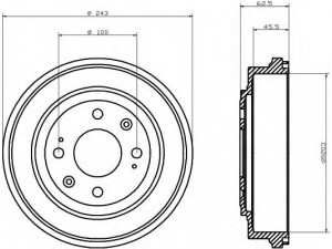 HELLA 8DT 355 300-751 stabdžių būgnas