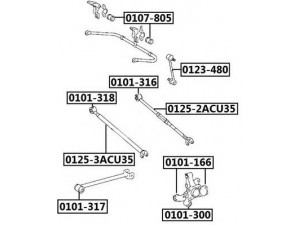 ASVA 0101-300 valdymo svirties/išilginių svirčių įvorė 
 Ašies montavimas/vairavimo mechanizmas/ratai -> Valdymo svirtis/pasukamosios svirties sujungimas -> Montavimas/sutvirtinimas
42304-48031, 42305-48031