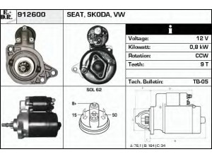 EDR 912600 starteris 
 Elektros įranga -> Starterio sistema -> Starteris
055911023H, 055911023HX, 055911023K
