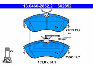 ATE 13.0460-2852.2 stabdžių trinkelių rinkinys, diskinis stabdys 
 Techninės priežiūros dalys -> Papildomas remontas
4252 27, 4254 56, 77362233, 9948629