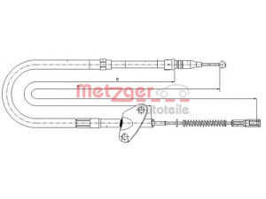 METZGER 10.9872 trosas, stovėjimo stabdys 
 Stabdžių sistema -> Valdymo svirtys/trosai
601 420 3385, 601 420 3685, 601 420 4685