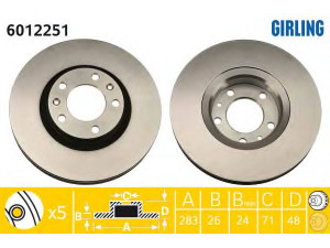 GIRLING 6012251 stabdžių diskas 
 Stabdžių sistema -> Diskinis stabdys -> Stabdžių diskas
95661813, 96099616, 4246F4, 4246F5