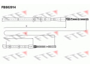 FTE FBS02014 trosas, stovėjimo stabdys 
 Stabdžių sistema -> Valdymo svirtys/trosai
8A0 609 721 AE, 8A0 609 721 H, 8A0 609 721 S