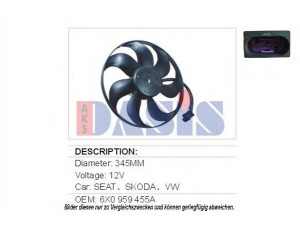 AKS DASIS 048029N ventiliatorius, radiatoriaus 
 Aušinimo sistema -> Oro aušinimas
1J0959455F, 1K0121205G, 1K0121205J