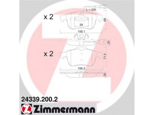 ZIMMERMANN 24339.200.2 stabdžių trinkelių rinkinys, diskinis stabdys 
 Techninės priežiūros dalys -> Papildomas remontas
77365354