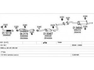 MTS C200196002557 išmetimo sistema 
 Išmetimo sistema -> Išmetimo sistema, visa