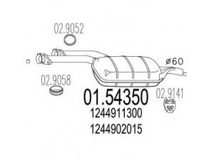 MTS 01.54350 vidurinis duslintuvas 
 Išmetimo sistema -> Duslintuvas
1244902015, 1244911300